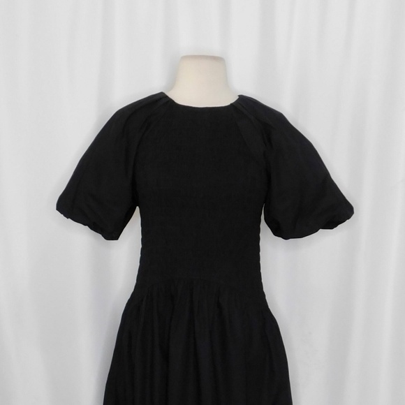 NWT!! J. CREW Meadow Dress Smocked Cotton Poplin Solid Black Midi Small Tall - Picture 4 of 15